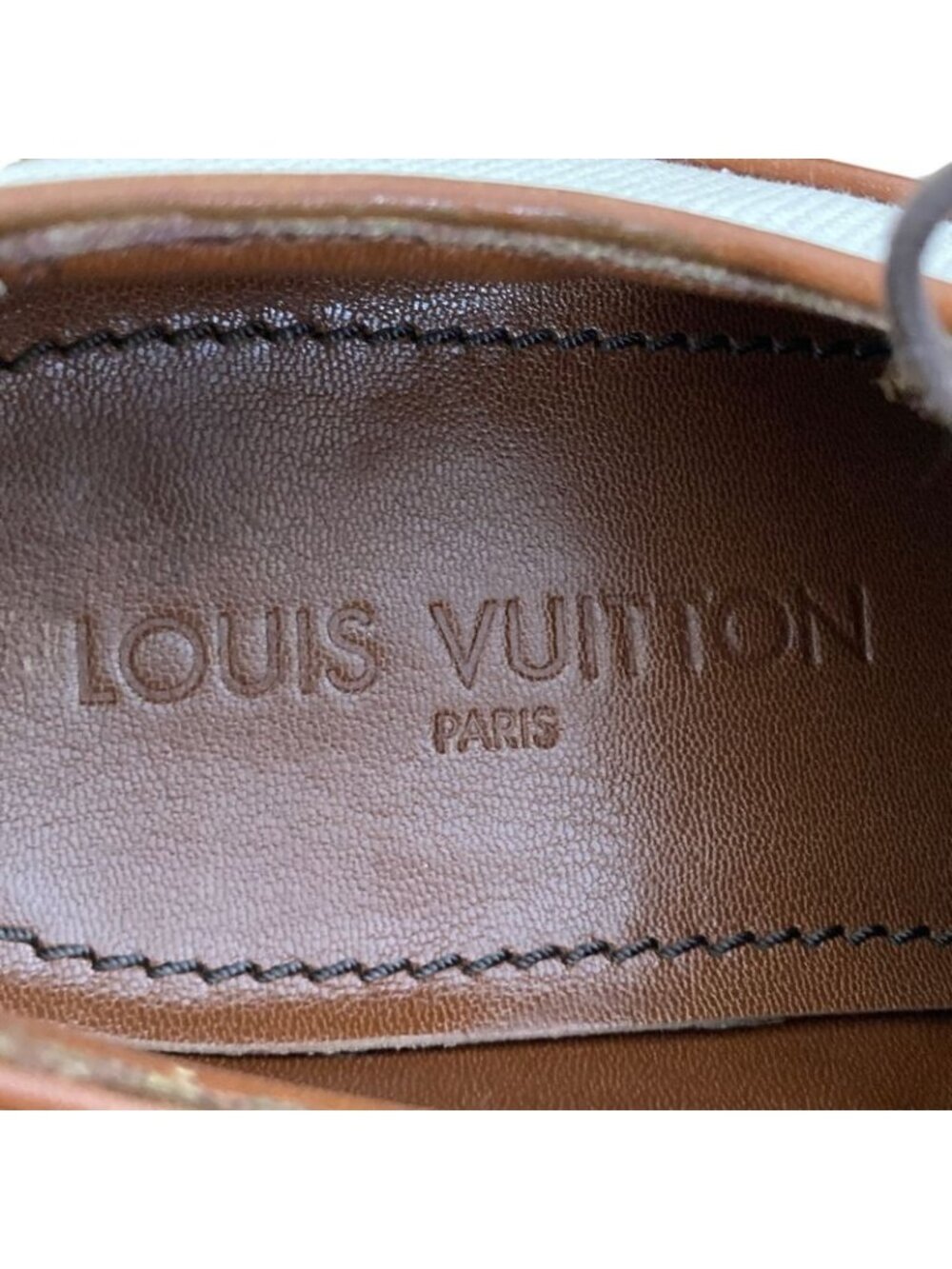 Louis Vuitton Leather Canvas Business Shoes Brown Ecru - Picture 7 of 13